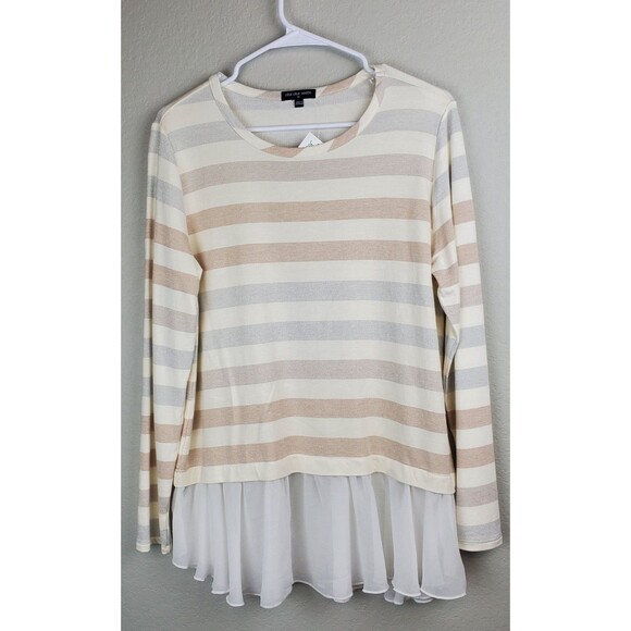 Cha Cha Vente Tops - NWT Cha Cha Vente Medium Long Sleeve Layered-Look Top Metallic Stripes